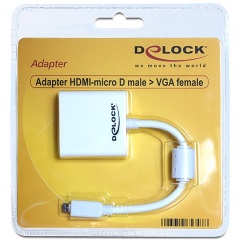 Delock HDMI micro D -> VGA M/F adapter fehér Delock HDMI micro D -> VGA M/F adapter fehér