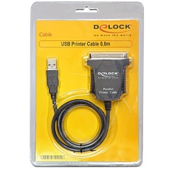 Delock USB-A 2.0 -> Parallel IEEE-1284 M/F adapter 0.8m (Centronics)