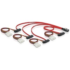 Delock SAS mini SFF-8087 4 Molex Power 4pin -> 4 SAS SFF 8482 M/M adatkábel 0.5m