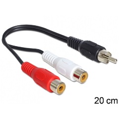 Delock 2db RCA -> RCA F/M audio kábel 0.2m fekete