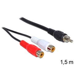 Delock 2db RCA -> RCA F/M audio kábel 1.5m fekete