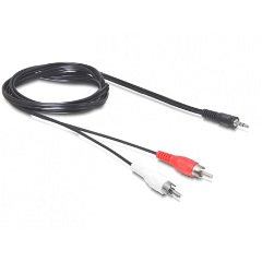 Delock Jack stereo 3,5mm -> 2db RCA M/M audio kábel 1.5m fekete