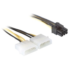 Delock 2db Molex Power 4pin -> Power 6pin M/F tápkábel 0.15m