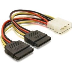 Delock Molex Power 4pin -> 2 SATA Power 15pin M/F tápkábel 0.16m