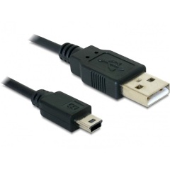 Delock USB-A 2.0 -> USB-B 2.0 mini 5pin M/M adatkábel 0.7m fekete