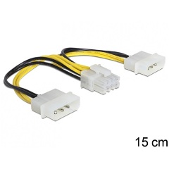 Delock 2 Molex Power 4pin -> Power 8pin M/F tápkábel 0.15m