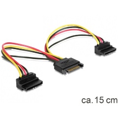 Delock SATA Power 15pin -> 2 SATA Power 15pin M/F tápkábel 0.15m