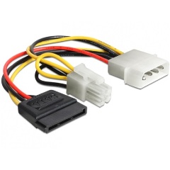 Delock Molex Power 4pin -> 1 SATA Power 15pin 1 Power 4pin M/F tápkábel 0.15m