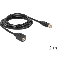 Delock USB-B 2.0 -> USB-B 2.0 M/F adatkábel hosszabbító 2m fekete