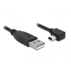 Delock USB-A 2.0 -> USB-B 2.0 mini 5pin M/M adatkábel 1m fekete egyenes/90°