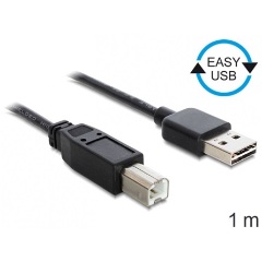 Delock Easy-USB A -> USB-B 2.0 M/M adatkábel 1m fekete
