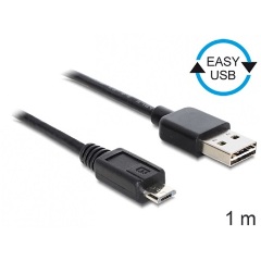 Delock Easy-USB A -> USB-B 2.0 micro M/M adatkábel 1m fekete