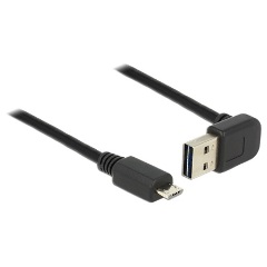 Delock Easy-USB A -> USB-B 2.0 micro M/M adatkábel 1m fekete 90°/egyenes