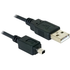 Delock USB-A 2.0 -> USB-B 2.0 mini 4pin M/M adatkábel 1.5m fekete