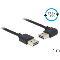 Delock Easy-USB A - Easy-USB M/M adatkábel 1m fekete egyenes/90°