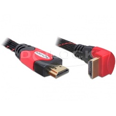 Delock HDMI 1.4 M/M video jelkábel 1m fekete-piros High Speed, 90°