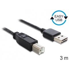 Delock Easy-USB A -> USB-B 2.0 M/F adatkábel 3m fekete