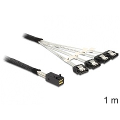 Delock SAS mini SFF-8643 -> 4db SATA F/F adatkábel 1m fekete