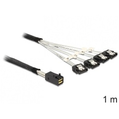 Delock SAS mini SFF-8643 -> 4db SATA F/F adatkábel 1m fekete