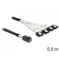 Delock SAS mini SFF-8643 -> 4 SATA F/F adatkábel 0.5m fekete