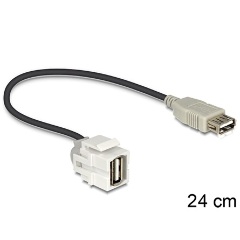 Delock USB-A 2.0 - USB-A 2.0 F/M keystone modul 0.24m kábellel