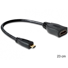 Delock HDMI micro D Ethernet -> HDMI M/F video jelkábel 0.23m fekete High Speed