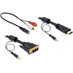 Delock DVI-D -> HDMI M/M video jelkábel 2m +audio fekete