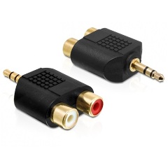 Delock Jack stereo 3,5mm -> 2db RCA M/F adapter fekete