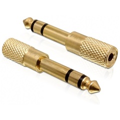 Delock Jack stereo 6,3mm -> Jack stereo 3,5mm M/F adapter arany