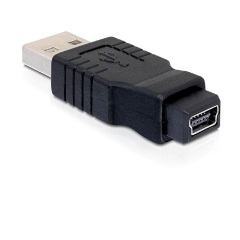 Delock USB-A 2.0 -> USB-B 2.0 mini 5pin M/F adapter fekete