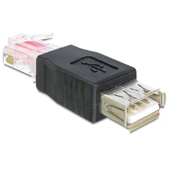 Delock USB-A 2.0 -> RJ45 F/M adapter fekete