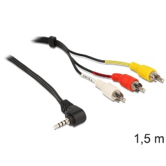 Delock Jack stereo 3,5mm (4pin) -> 3db RCA M/M video jelkábel 1.5m fekete