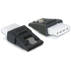 Delock Molex Power 4pin -> SATA Power 15pin F/M adapter fekete