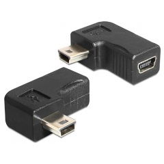 Delock USB-B 2.0 mini - USB-B 2.0 mini M/F adapter fekete 90°