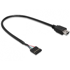 Delock USB-A Pinheader 5pin -> USB-B 2.0 mini 5pin F/M adatkábel 0.3m fekete