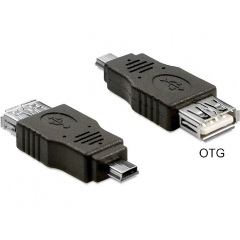 Delock USB-B 2.0 mini -> USB-A 2.0 M/M adapter fekete OTG