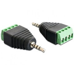 Delock Jack stereo 2,5mm (4pin) -> Terminal block 4pin M/F adapter fekete