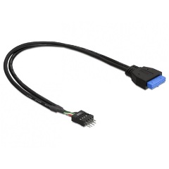 Delock USB-A 3.0 pinheader 19pin -> USB-A pinheader 8pin F/M adatkábel 0.3m fekete