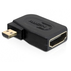 Delock HDMI micro D Ethernet -> HDMI M/F adapter 90° bal fekete