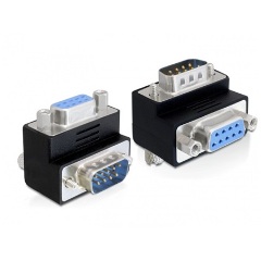 Delock Sub-D 9pin M/F adapter 90° fekete