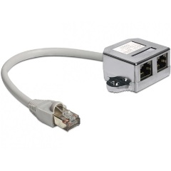 Delock RJ45 -> 2db RJ45 M/F adapter (2 x Ethernet) szürke