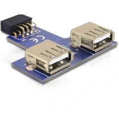 Delock USB-A Pinheader -> 2db USB-A 2.0 F/F adapter