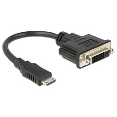 Delock HDMI mini C -> DVI-I M/F adapter 0.2m fekete