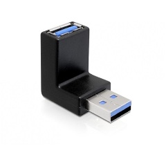 Delock USB-A 3.0 - USB-A 3.0 M/F adapter fekete 270° vertical