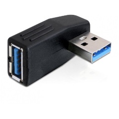 Delock USB-A 3.0 - USB-A 3.0 M/F adapter fekete 90° horizontal