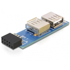 Delock USB-A Pinheader -> 2db USB-A 2.0 F/F adapter