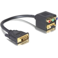 Delock DVI 29 -> VGA 3db RCA M/F adapter 0.2m fekete