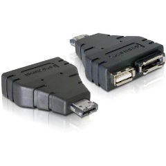 Delock eSATAp -> eSATAp USB-A 2.0 M/F adapter fekete