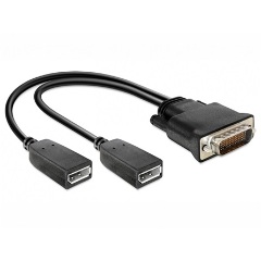 Delock DMS-59 -> 2db Displayport M/F video jelkábel 0.25m fekete