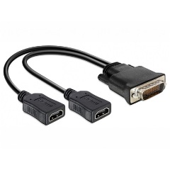 Delock DMS-59 -> 2db HDMI M/F adapter 0.25m fekete